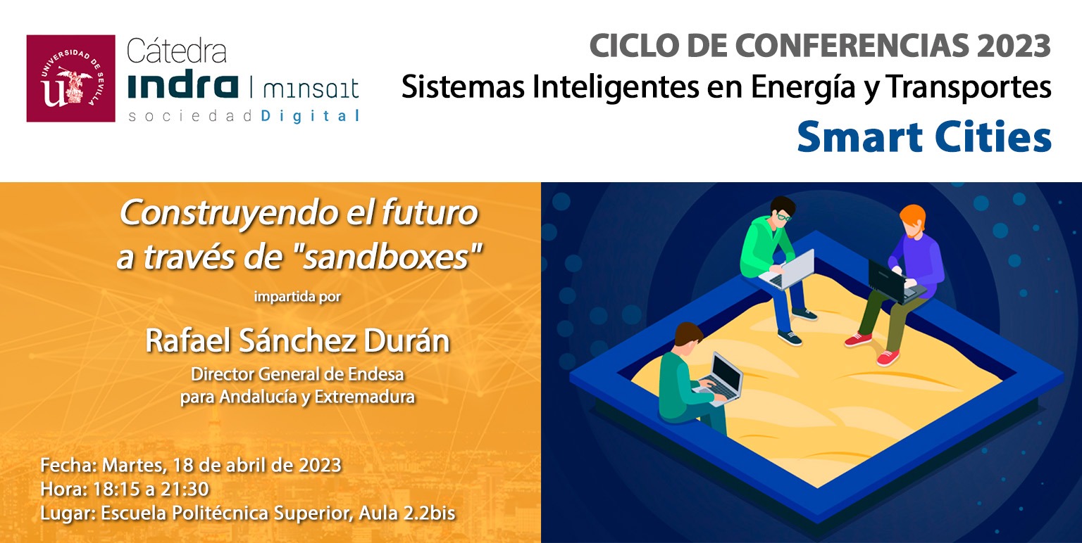 Cartel de la conferencia 'Construyendo el futuro a través de 'sandboxes''