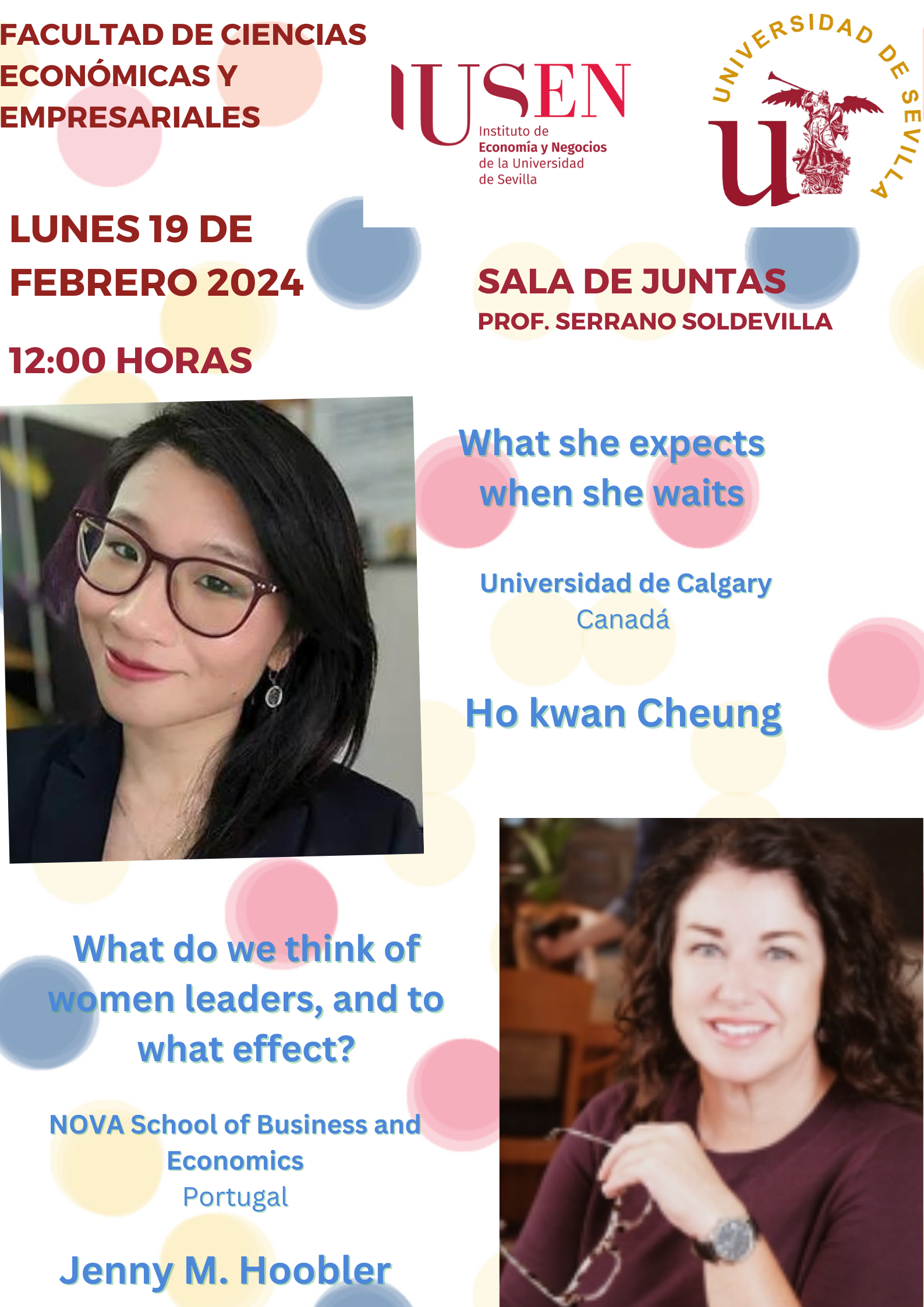 Cartel Conferencias 'Lo que ella espera cuando espera' y 'What do we think of women leaders, and to what effect?'