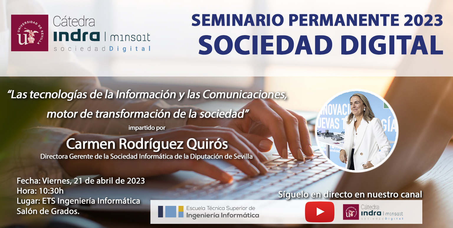 Cartel de la conferencia de Carmen Rodríguez en el Seminario Permanente Sociedad Digital 2023