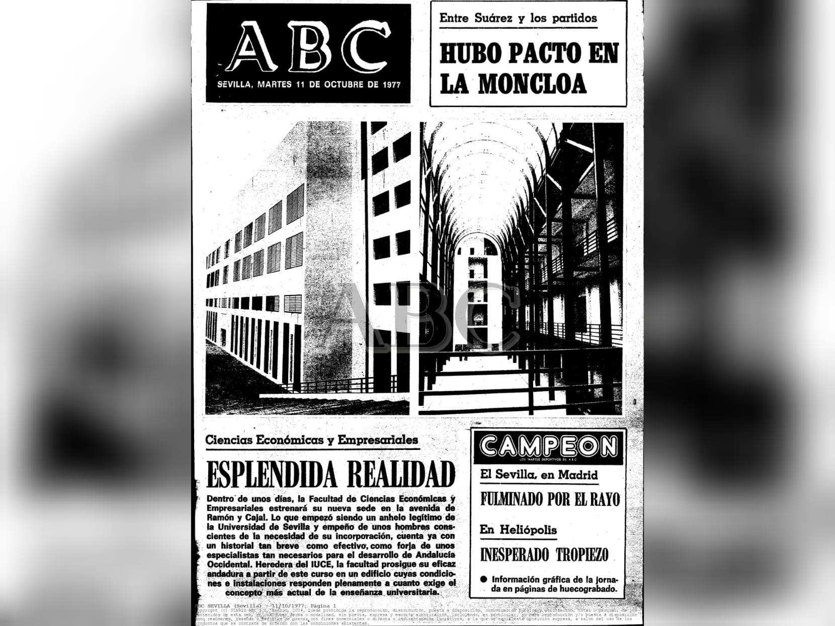 Portada de ABC con la inauguración de la FCEyE