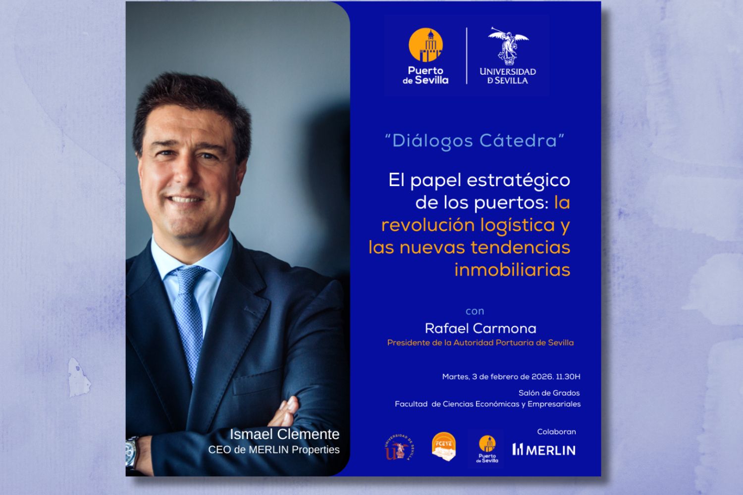 Cartel de la ponencia El papel estratégico de los puertos: la revolución logística y las nuevas tendencias inmobiliarias