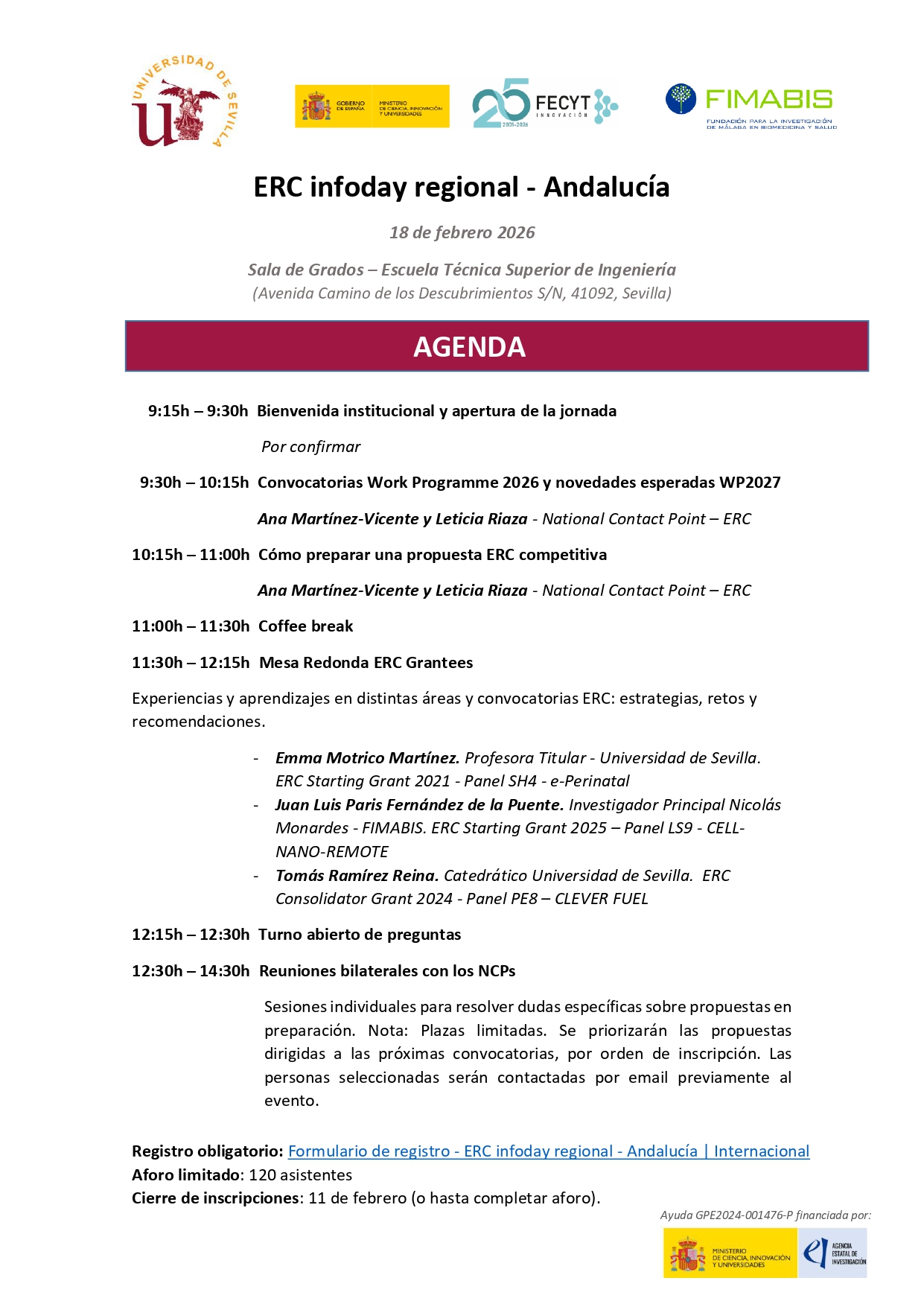 Jornadas Infoday Regional ERC - Andalucía