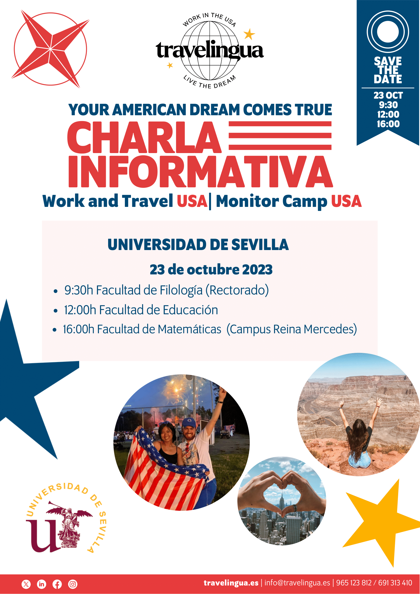 Cartel charla informativa Travelingua 2023