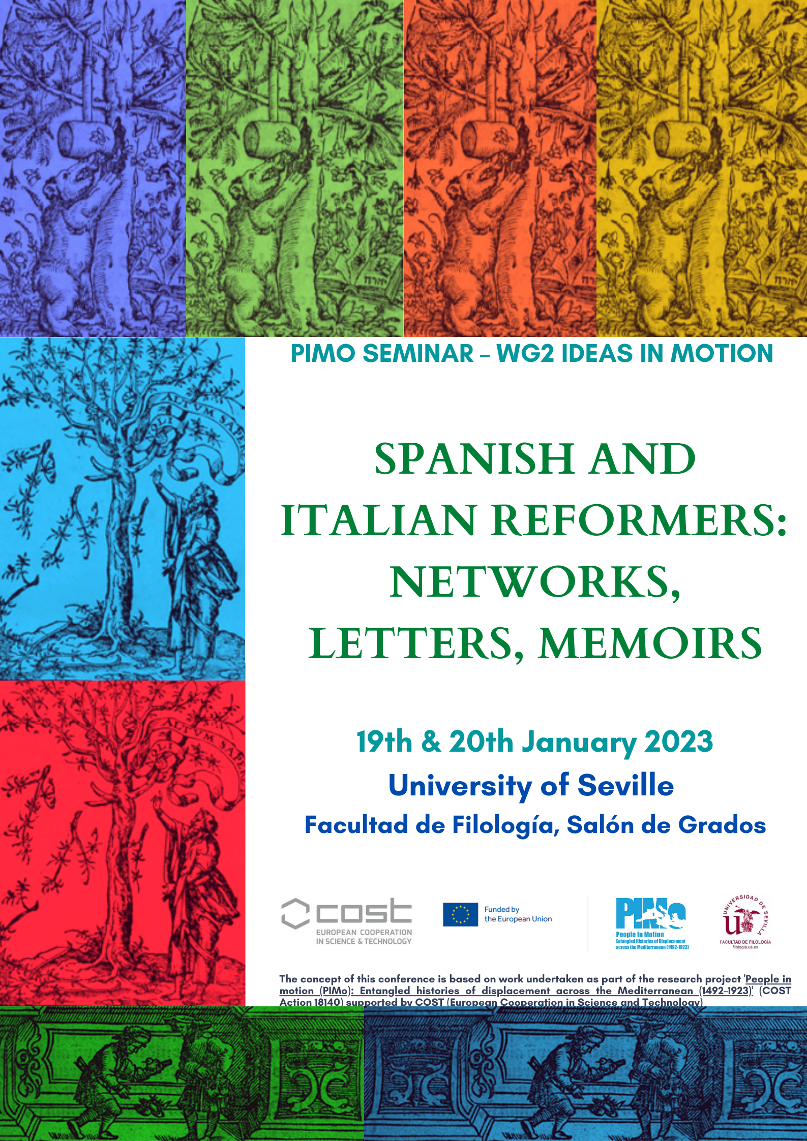 Cartel seminario Reformados españoles e italianos en el exilio: redes, cartas y memorias