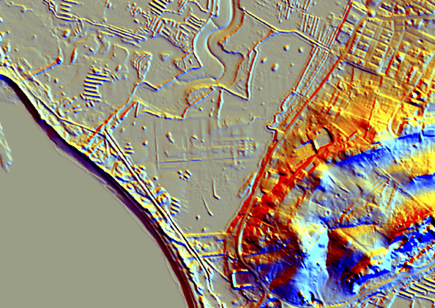 Der Scan zeigt Bodenunebenheiten in Form eines Quadrats sowie weitere Strukturen in dessen Inneren. Aufgrund der Form könnte es sich um einen Tempel handeln.