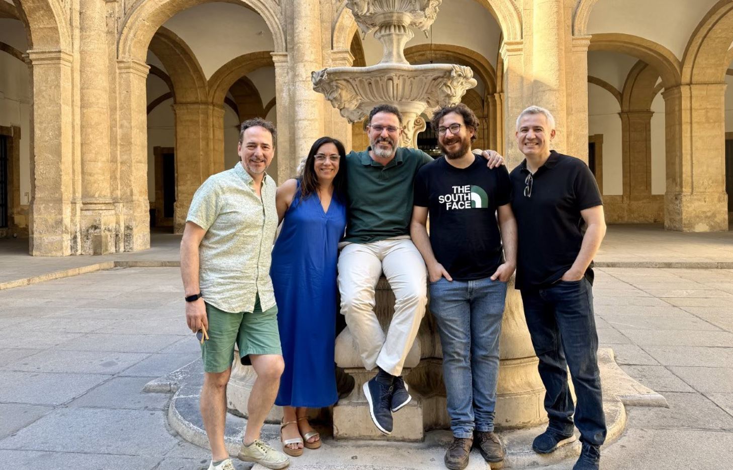 Grupo QUANTAS. Desde la izquierda: José María Martínez Blanes, María Dolores Zambrana Vega, Carlos P. Odriozola, José Ángel Garrido Cordero y José Luis Molina González