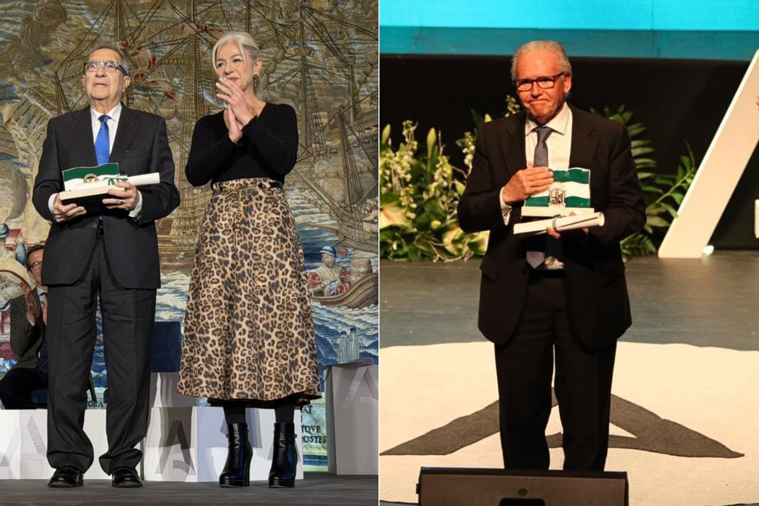 Rogelio Reyes y Vázquez Medel recogen sus Banderas de Andalucía